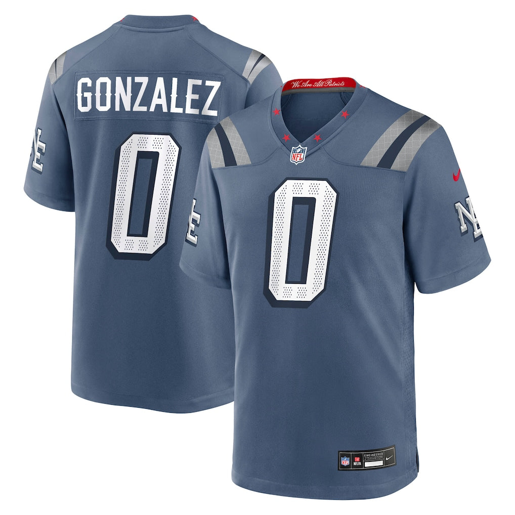 Christian Gonzalez New England Patriots 2025 Rivalries Collection Game Jersey - NFL Storm Blue - Jersey Zone