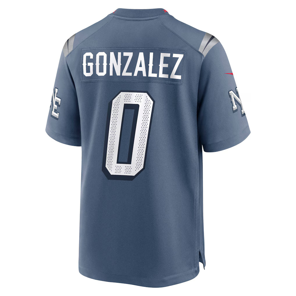 Christian Gonzalez New England Patriots 2025 Rivalries Collection Game Jersey - NFL Storm Blue - Jersey Zone